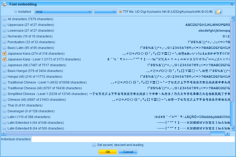 PC ゲーム ALIEN: ISOLATION 日本語化とゲームプレイ最適化メモ、PC ゲーム ALIEN: ISOLATION 解析情報、ALIEN: ISOLATION 日本語フォント追加方法、UI.PAK ファイルを QuickBMS でアンパック後、アンパック先フォルダ\DATA\UI フォルダにある FONTS_EN.GFX ファイルを FFDec で開く、fonts ツリーで追加したいフォント DefineFont3 （1: Jixellation、2: Jixellation、4: Isolation）を選択した状態で画面右下にある Embed ボタンをクリック、Font embedding 画面で上部にある TTF file かフォルダアイコンをクリック、追加したい日本語 ttf フォントを選択、Font embedding 画面に戻り、Japanese Kana と Japanese Kanji - Level 1 にチェックマークを入れて OK ボタンをクリック