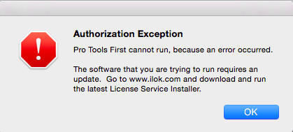 Pro Tools Authorization Exception