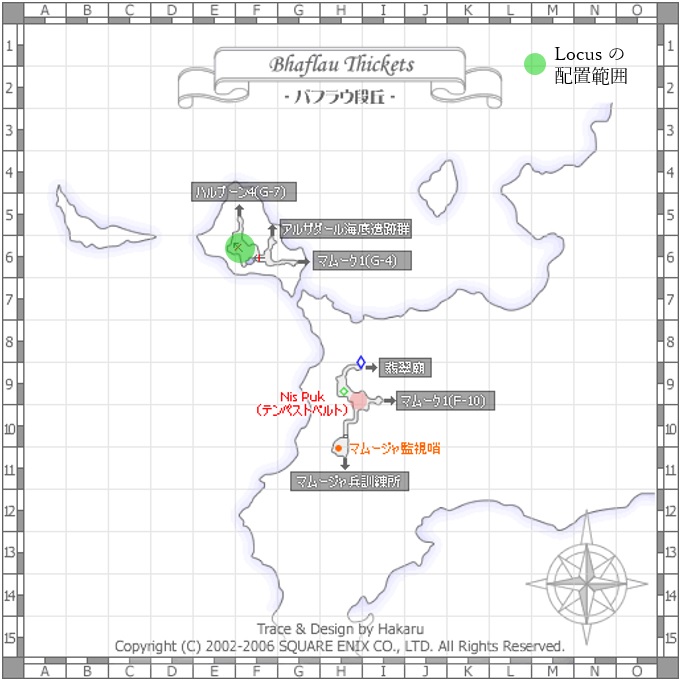 Locusの配置地図　バフラウ段丘のタンジャナ小島