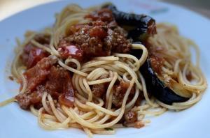 挽肉とナスのスパゲッティ