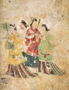 高松塚古墳壁画　西壁女子群像